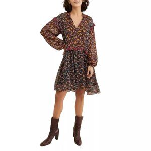 Anthropologie Women Helene Floral Tunic Dress Size LP Boho Cottage Festival‎